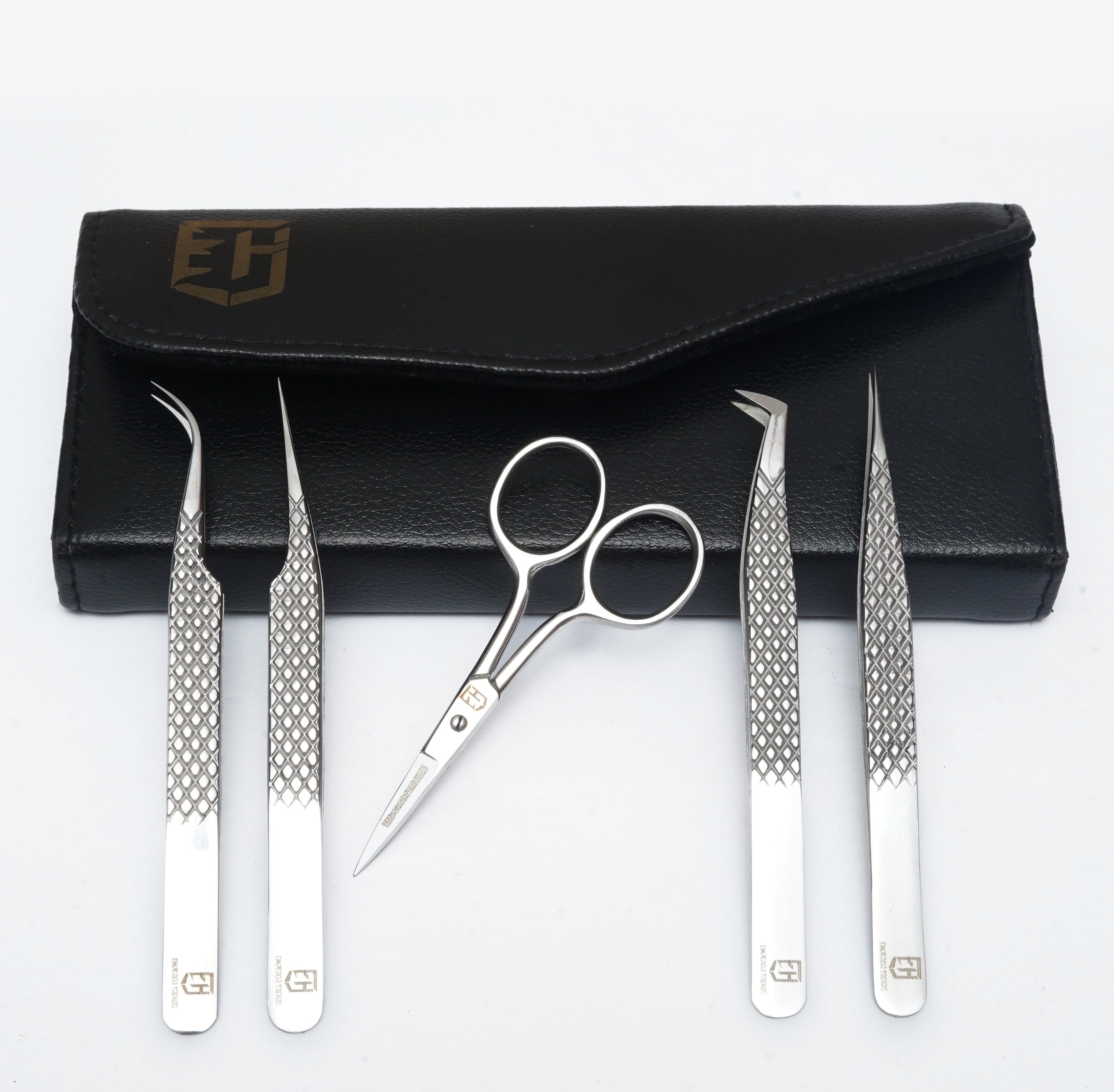 Silver Eye Lashes Extension Tweezer Kit 5 in 1.
