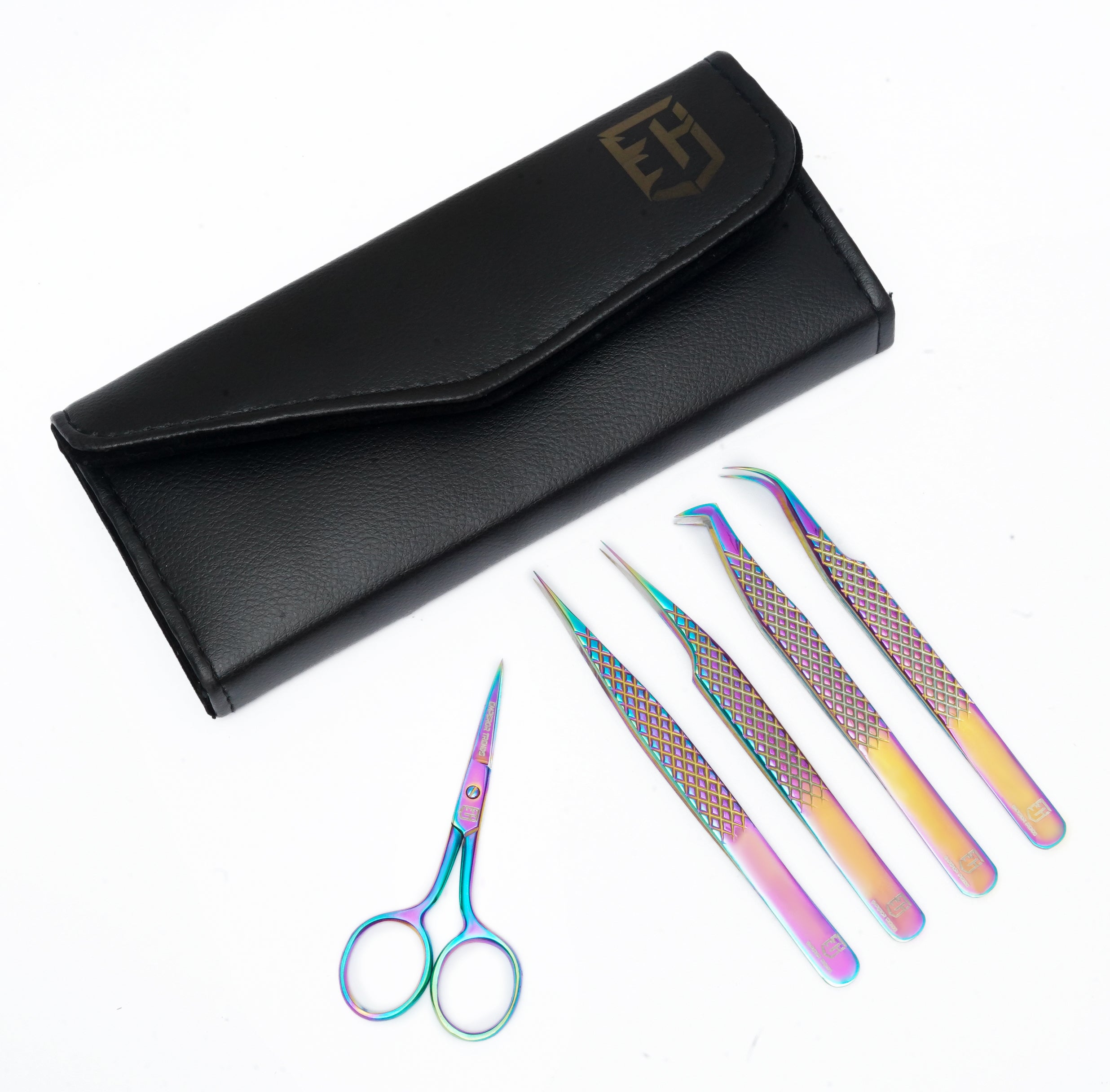 Multi Colours Eye Lashes Extension Tweezer Kit 5 in 1