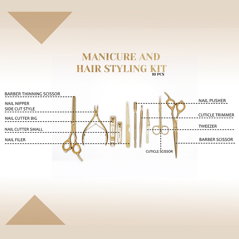 Golden Manicure and Styling Kit 10 in 1