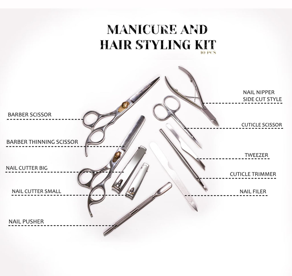 Silver Manicure and Styling Kit 10 in 1