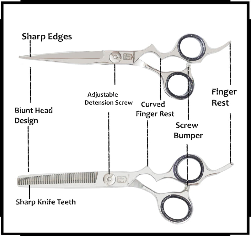 2 in 1 Silver Cut Barber and Thinning Scissors Synthetic Leather Tool Case