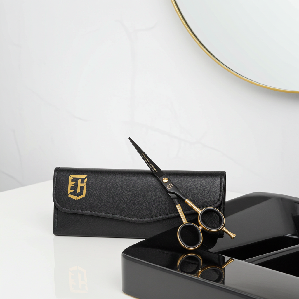 Black blade and golden handle Scissor 5.5 Inches