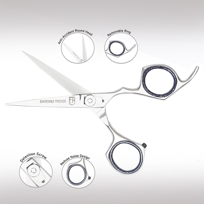 Silver with Glitter Ring Single Scissors